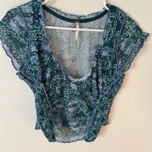 Free People Teal Green Oh My Baby Tee
